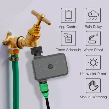Smart garden irrigation water valve with brass fittings and compact 12cm housing for automated watering control