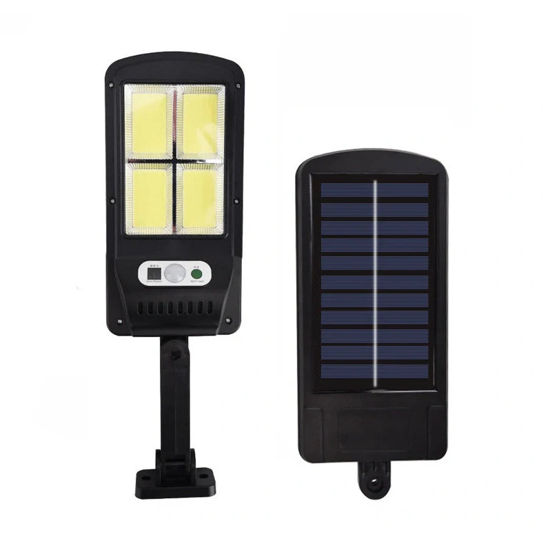 Black solar street light with infrared motion sensor, 370mm length, for outdoor garden and pathway illumination