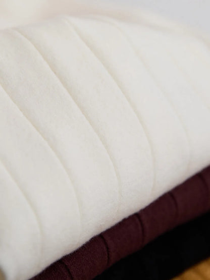 Half turtleneck wool knitted short sleeve T-shirt in black, white or chocolate, sizes M to 2XL, five-fibre blend