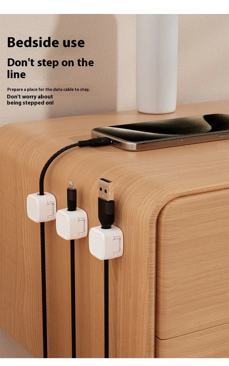 Adjustable Magnetic Cable Organizer for Under Desk - Premium Wire Holder and Manager in White and Black Colors