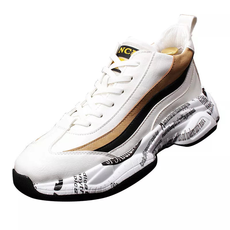 Men's high-top sneakers in black and white with color matching feature