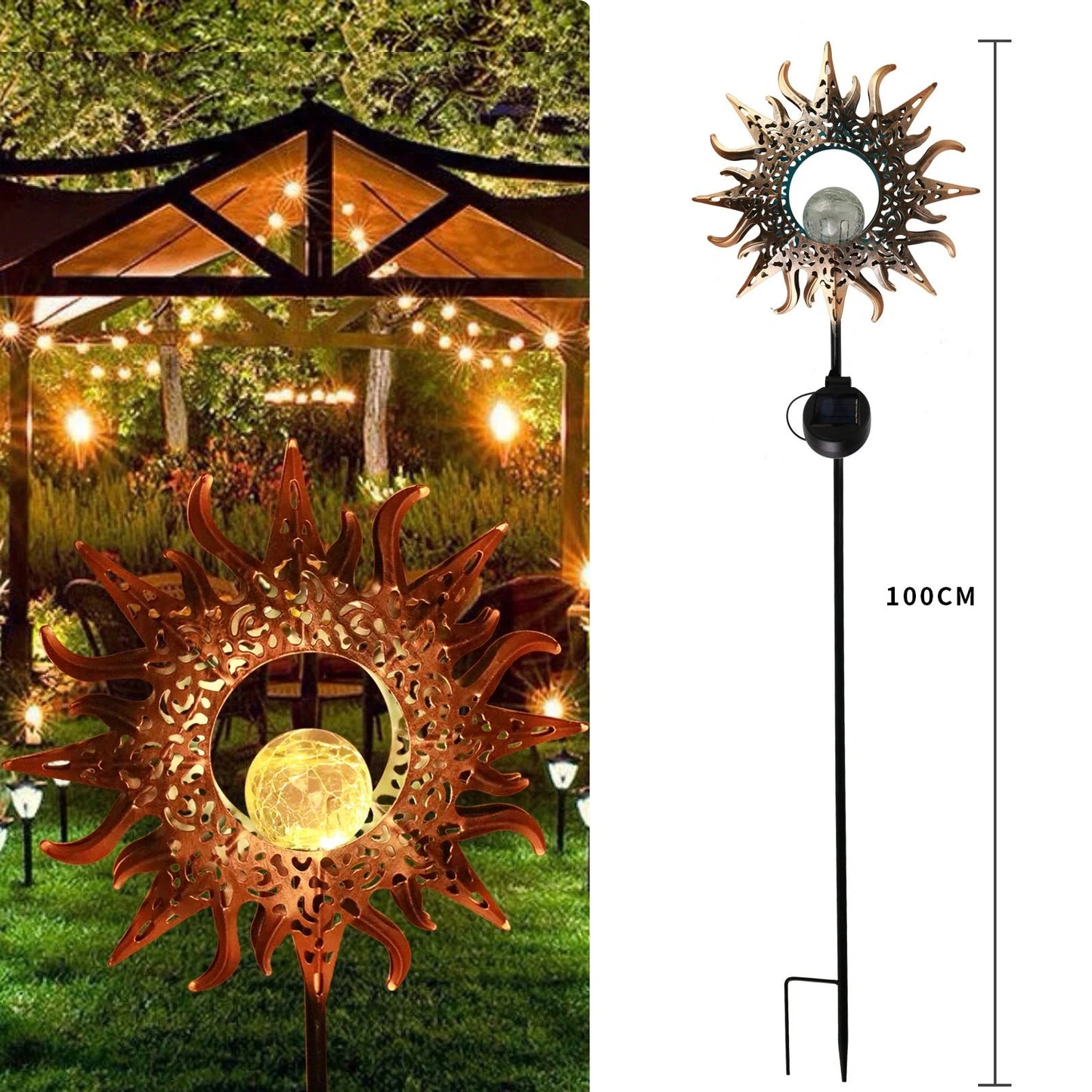 LED Solar Flame Metal Decorative Light in various styles for outdoor illumination