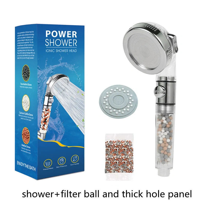 Household Negative Ion Pressurized Shower Head with adjustable modes and water-saving feature