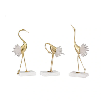 Left-facing crystal crane ornament with marble base in three size options