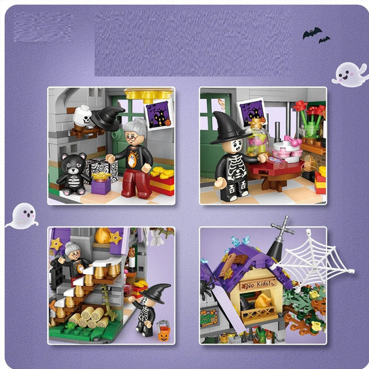 783-piece ABS plastic Halloween building bricks set assembling 30cm haunted house carriage decoration