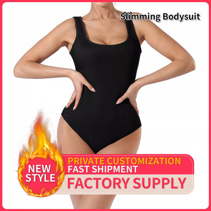 Women's solid color bodysuit in black and coffee, featuring stretchable fabric for a comfortable fit.