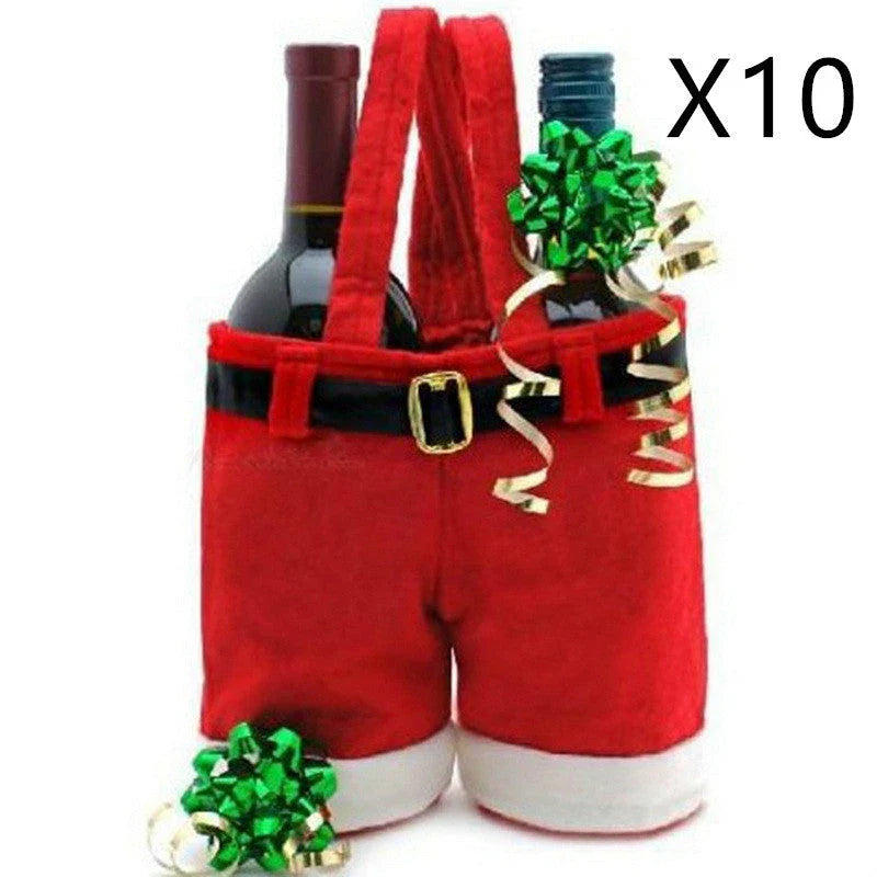 Festive Santa pants-shaped Christmas gift bag made of wool fabric, perfect for holding holiday treats and small gifts