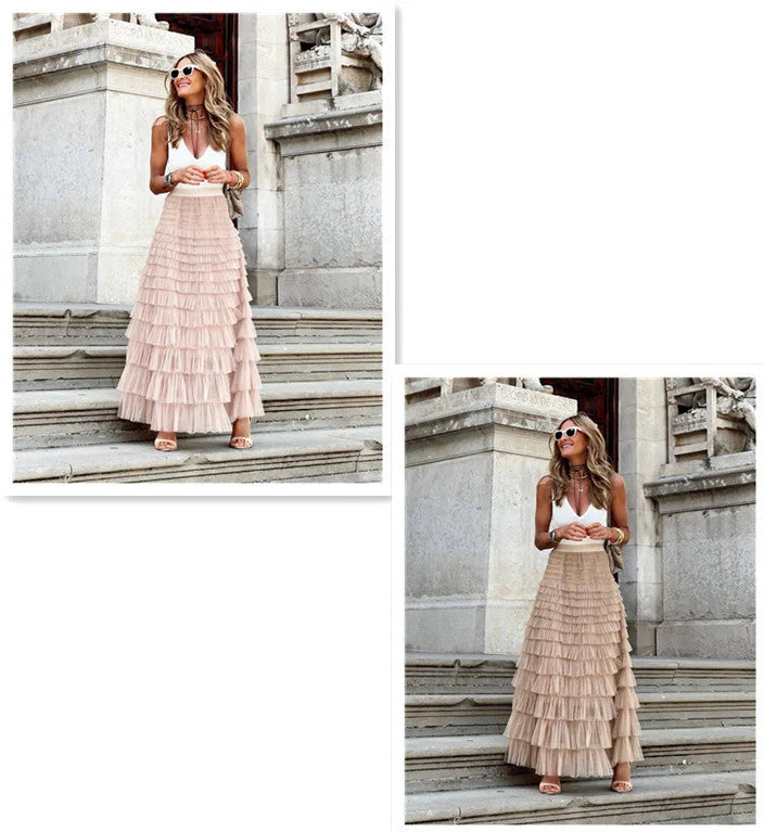 Layered Ruffles Cake Skirt in mesh fabric for summer wear