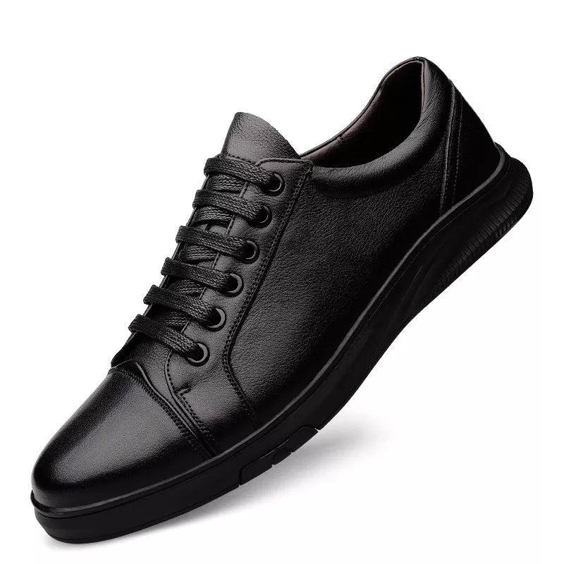 Men's genuine leather board shoes in white and black, sizes 37-46