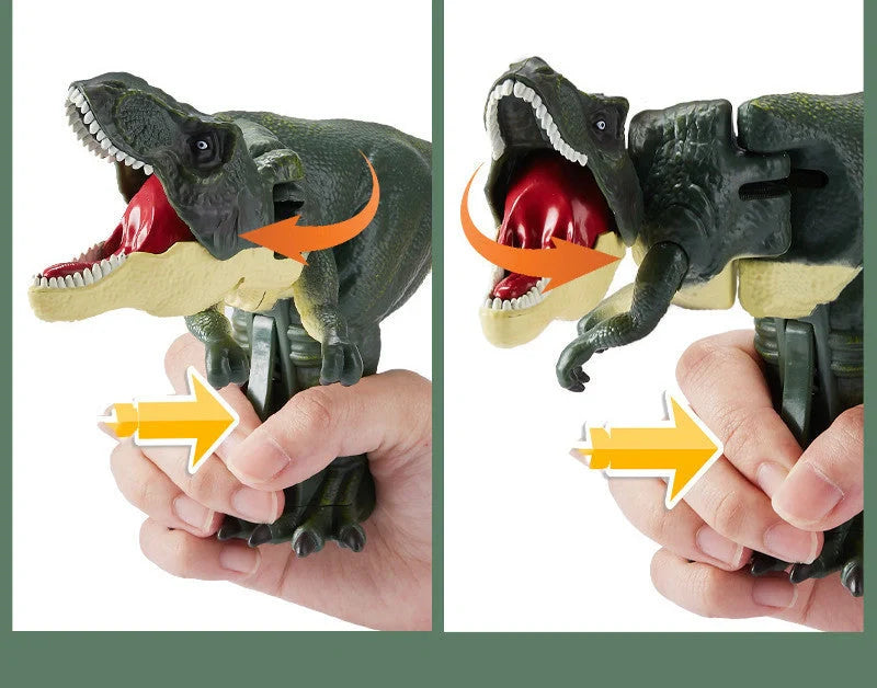 Battery-free telescopic spring swing dinosaur toy for kids, green color, educational fun