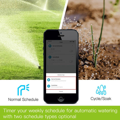 Smart garden irrigation water valve with brass fittings and compact 12cm housing for automated watering control