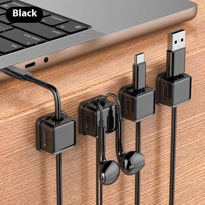 Black or Orange ABS wall-mounted data cable storage holder, 22mm x 22mm, for office car home kitchen.