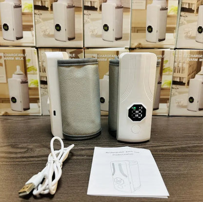 Grey and white car charger milk warmer with 36W power and constant temperature function