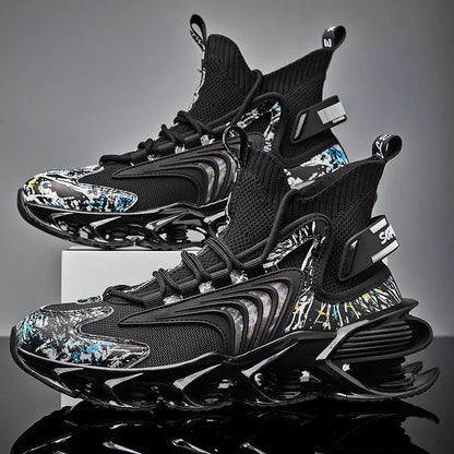 Flying Woven Large Size Mesh Men's Shoes in white, black, and beige