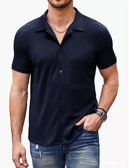 Men's casual cotton blend polo shirt with button collar in various colors