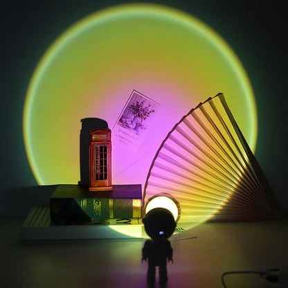 Rechargeable Astronaut Robot Rainbow Projection Sun Lamp with customizable sunset colors