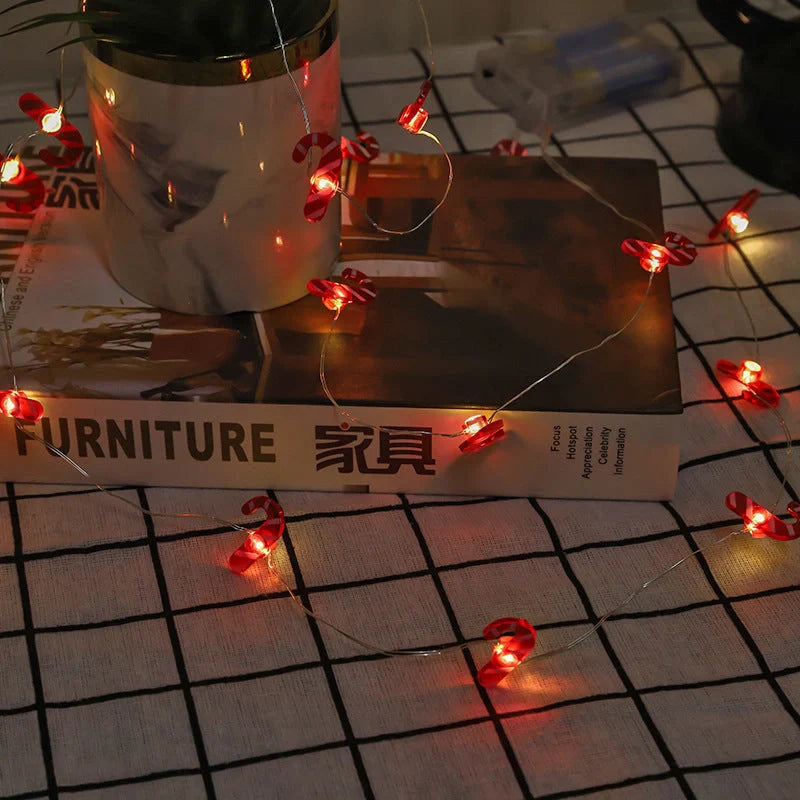 LED string lights with Santa Claus and snowflakes for Christmas decor