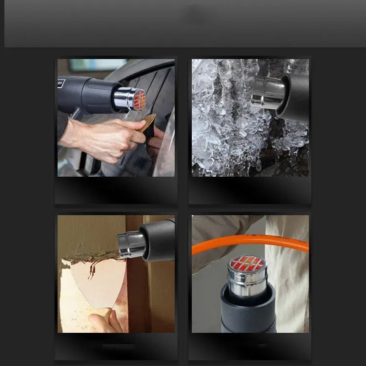 2000W industrial hot air tool with grid air outlet, anti-slip thermal insulation shell, and two-gear temperature control switch