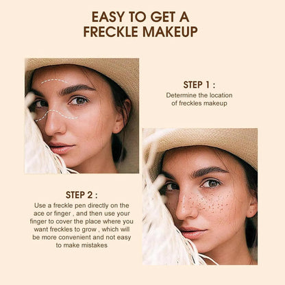 Dark brown waterproof freckle pen with precision tip for natural-looking fake freckles and face tattoos.