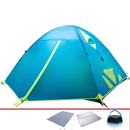 Pasture Gaodi Cold Mountain double-layer tent with aluminium poles in camping setting showing 210x140x110cm dimensions