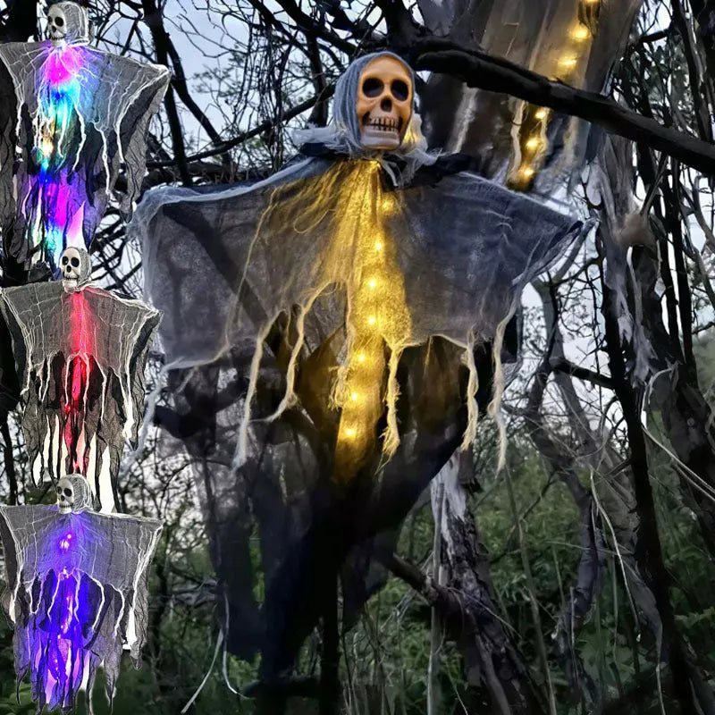 85cm Halloween hanging ghost skull skeleton prop in colour, purple, red, or warm colour for indoor outdoor yard party decoration