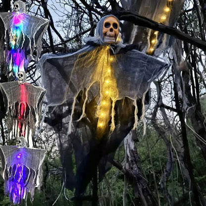 85cm Halloween hanging ghost skull skeleton prop in colour, purple, red, or warm colour for indoor outdoor yard party decoration