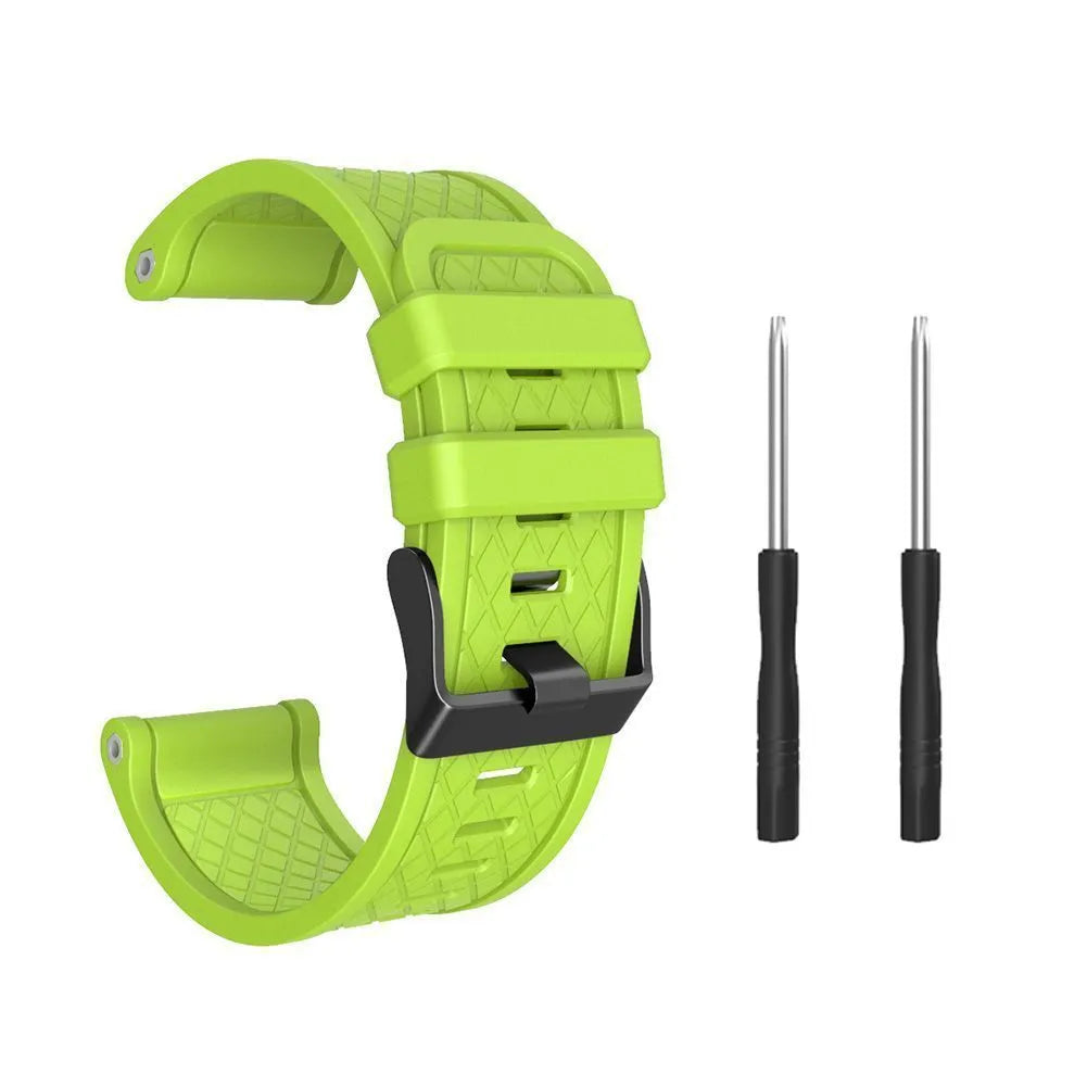 Black silicone watch strap with stainless steel fittings for Jiaming 26mm watch cases