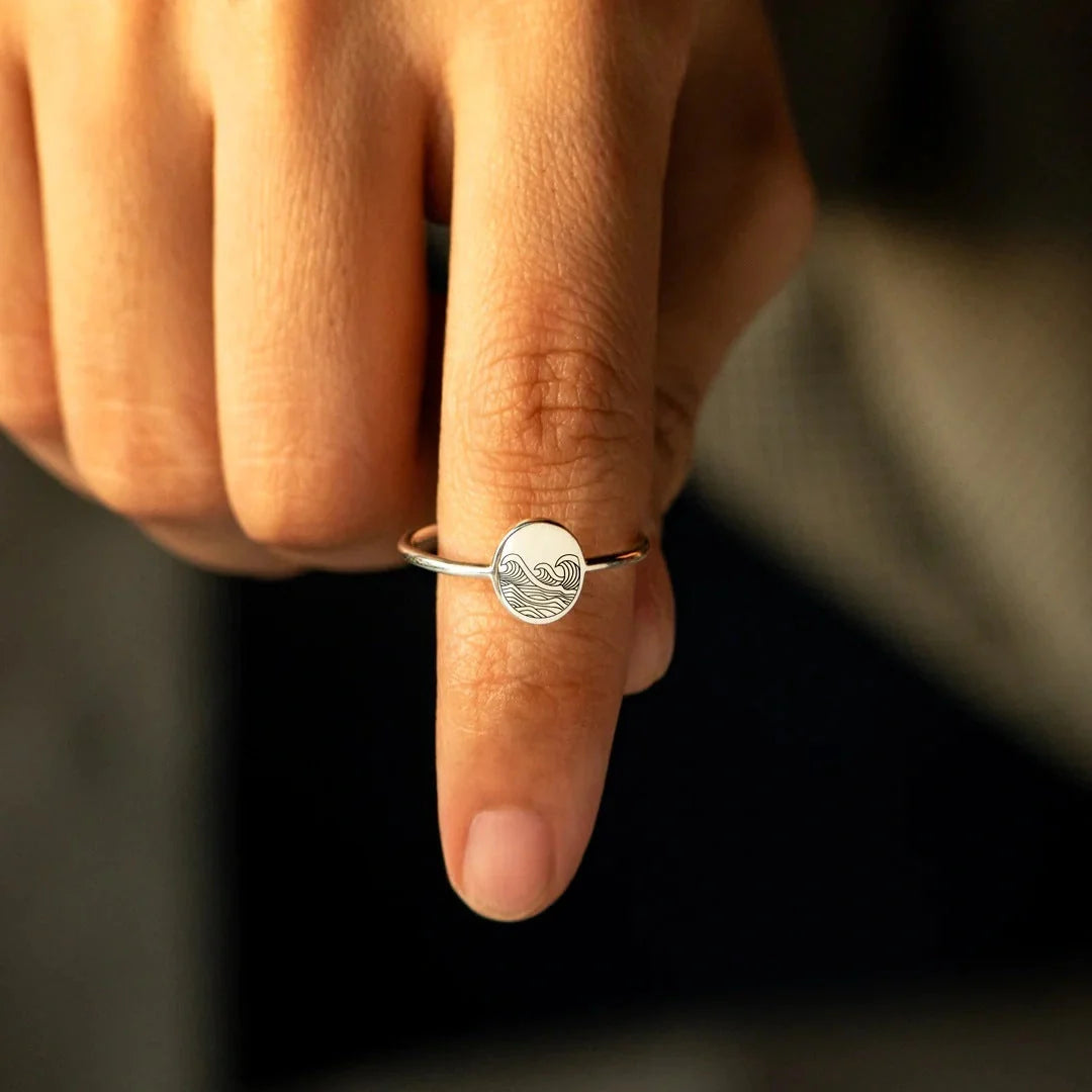 S925 Sterling Silver Wave Ring for Women in white gold and yellow gold finishes