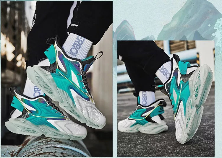 Korean Men's Sports Casual Shoes with breathable mesh upper and durable rubber sole