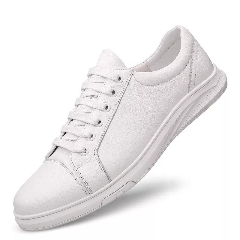 Men's genuine leather board shoes in white and black, sizes 37-46