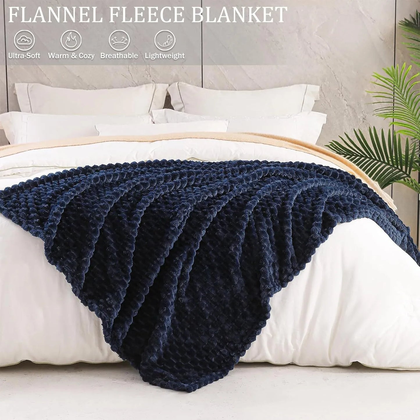 Children's soft plaid blanket in polyester fabric showing colour and size options