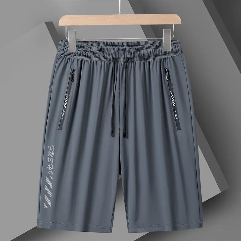 Men's black quick-dry nylon sports shorts with a loose fit and elasticated waistband.