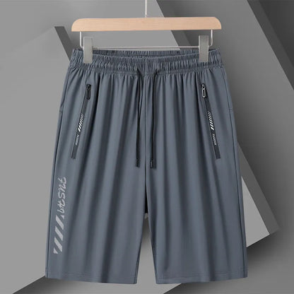 Men's black quick-dry nylon sports shorts with a loose fit and elasticated waistband.