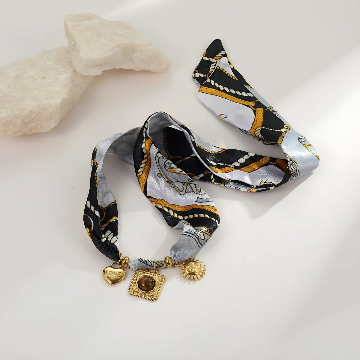 Stainless steel necklace and bracelet set with 18K electroplated finish and regular chain style