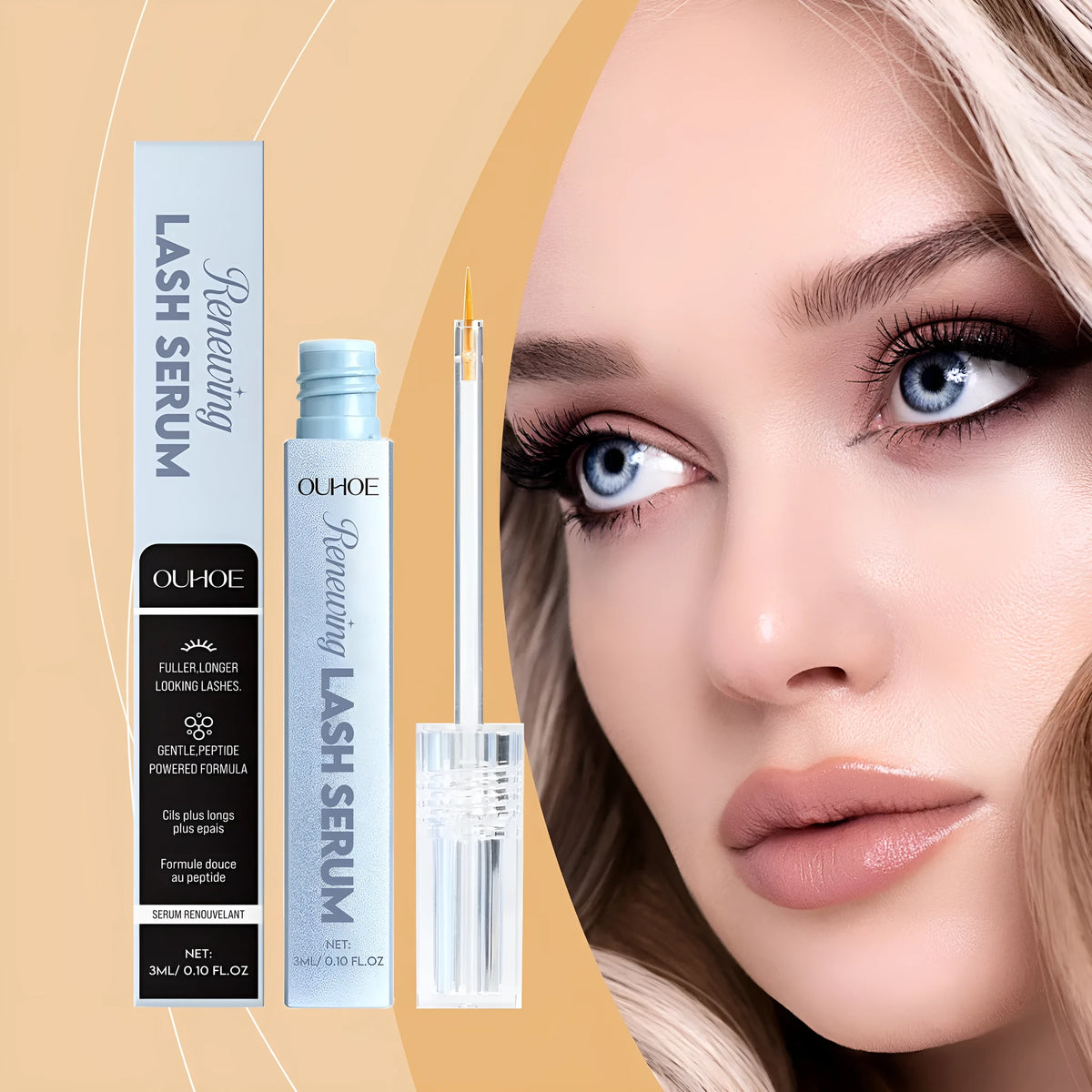 3ml bottle of eyelash nourishing liquid serum for lash growth and conditioning treatment.