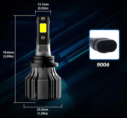 6000K white LED car headlight bulb with aluminium heatsink and adjustable chuck for H7, 9005 fittings