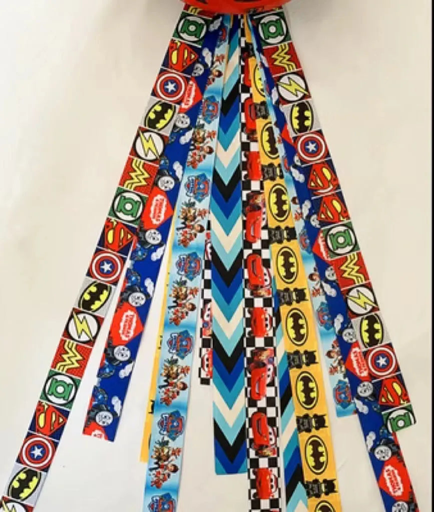 Children's helmet streamer with 60 cm polyester ribbon in colours like apricot and khaki for roller skating and skiing