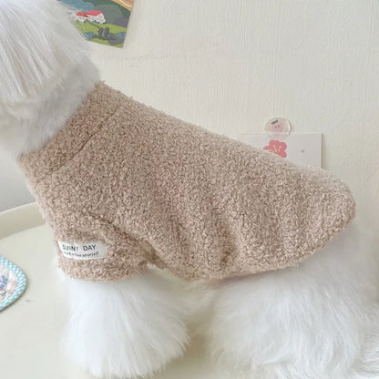Reversible cloud velvet dog jacket shown in multiple colours and sizes