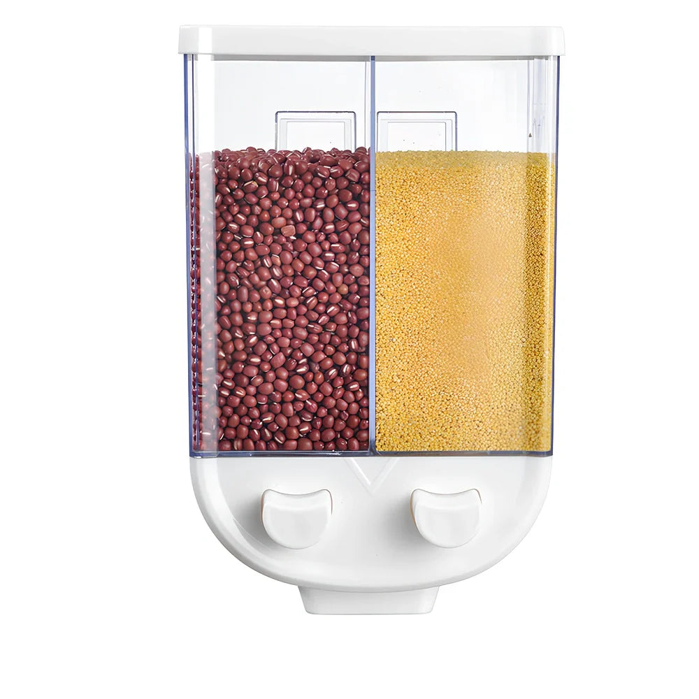 White wall mounted food storage containers with irregular shapes and airtight lids in three sizes