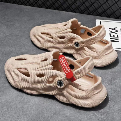 Coconut slippers with closed toe design in EVA material available in grey, black, white, and khaki colours