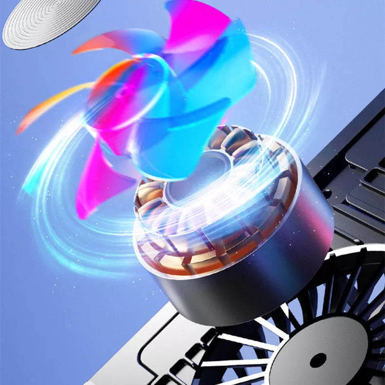 Folding laptop stand with silent cooling fan in black and white