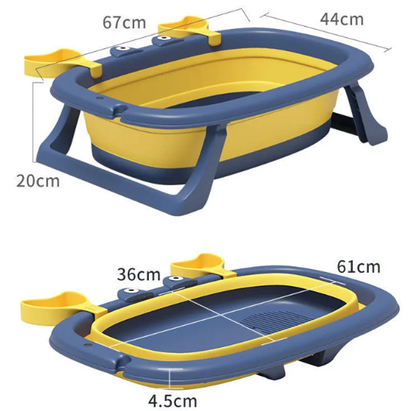 Blue foldable portable pet bathing tub for a small dog