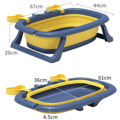 Blue foldable portable pet bathing tub for a small dog