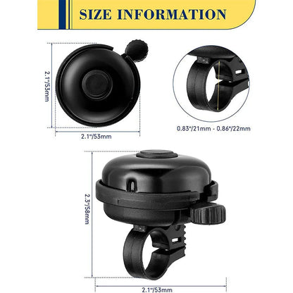 Black bicycle flat bell with 58mm diameter for handlebar mounting
