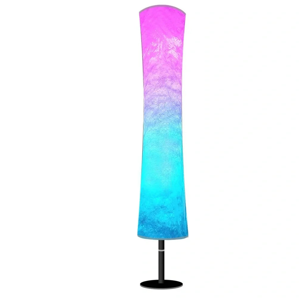 RGB fabric circular floor lamp with APP control standing 1.66 metres tall with removable washable fabric cover