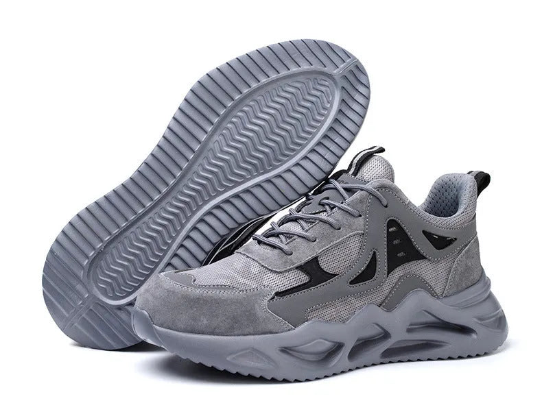 Men's anti smashing protective shoes with plastic toe cap, EVA sole, lace-up front, sizes 37-46