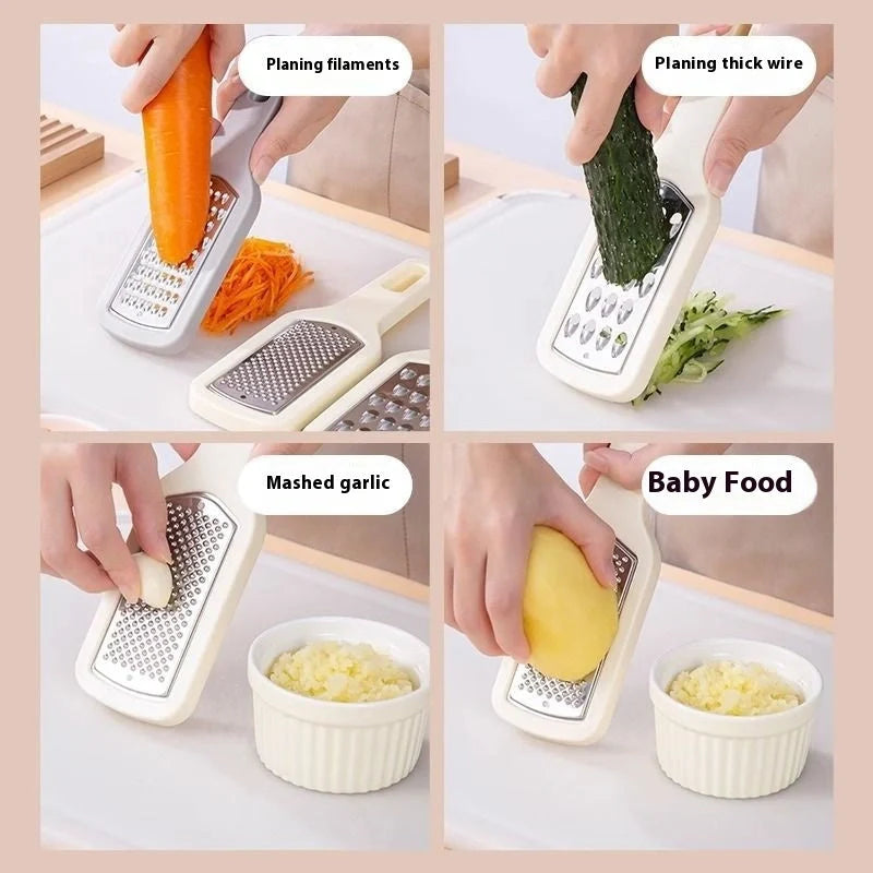 Premium 3-in-1 Stainless Steel Vegetable Grater - Efficient Kitchen Gadget for Grating, Shredding and Slicing