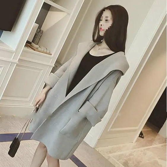 Plus Size Women's Thin Coat for Spring and Autumn in Cotton Fabric with Lace Details, Loose Fit Long Sleeve Jacket Available in Sizes S to 4XL in Black, Grey, or Pink Colours
