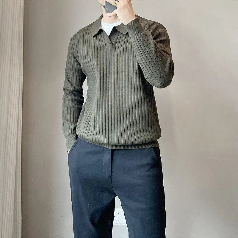 Loose elastic knitted sweater for men in modal and rabbit fur blend, available in black, white, light grey, Army Green, and coffee colours, sizes M to 3XL