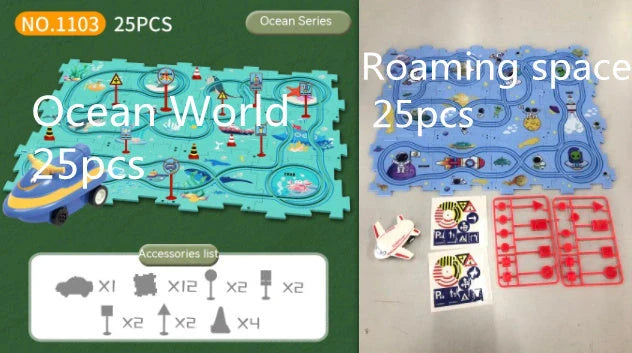 DIY Electric Railroad Speeder Toy for kids with customizable tracks